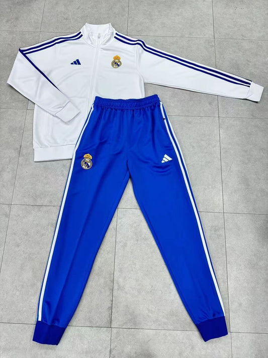 Ensemble Survêtement Real Madrid (Blanc/Bleu) Saison 2024-2025