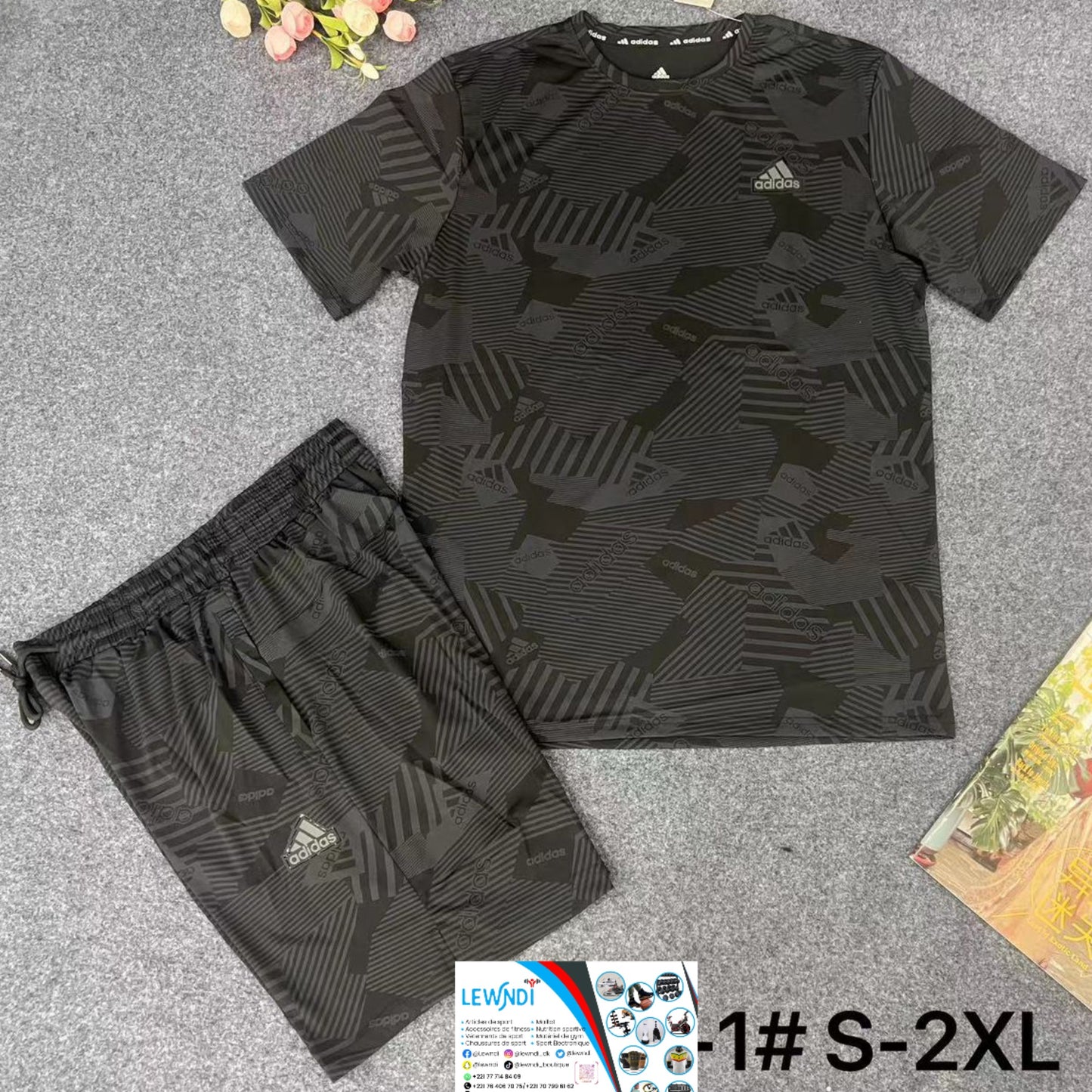 Ensemble maillot sport Adidas (Noir/Gris) MSEMS09