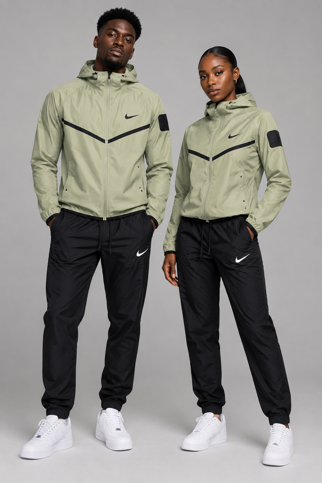 Ensemble Survêtement fitness Ni-ke swoosh avec Capuche (toile) Biege