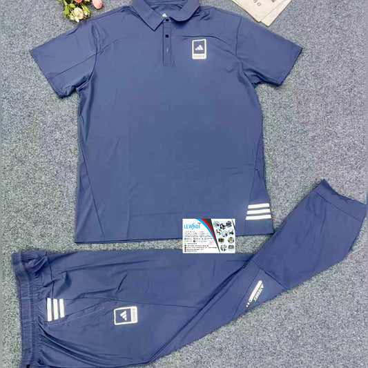 Ensemble T-shirt à col roulé avec pantalon Adidas (Bleu) MSELP03