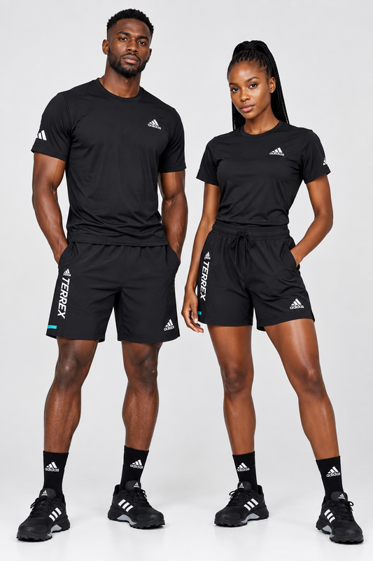 Ensemble de Sport Unisexe Adi-das Terrex Fitness – T-shirt et Short Noir