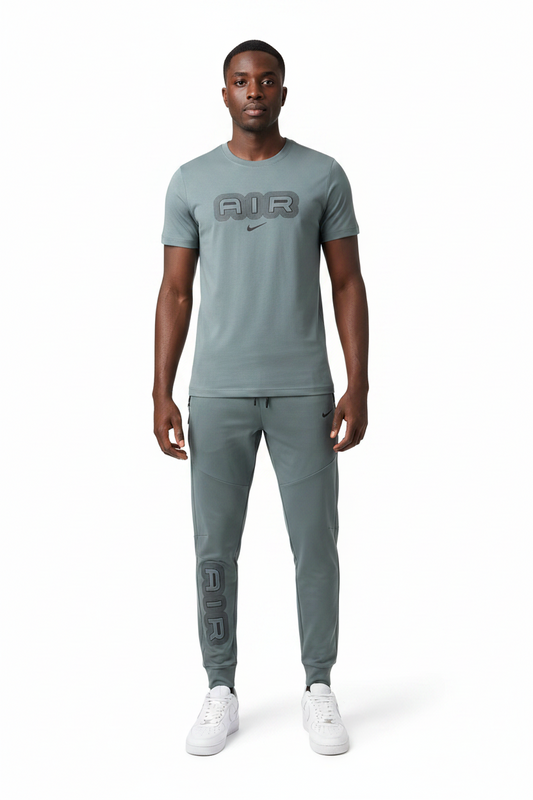 Ensemble Ni-ke AIR Coton – T-shirt & Pantalon Jogging avec fermeture Tech (Vert)