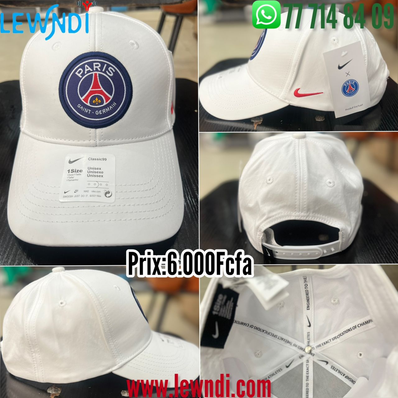 Casquette PSG Blanc Ajustable – Logo Paris Saint-Germain Brodé | Unisexe