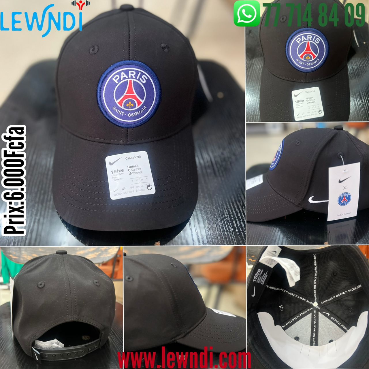 Casquette PSG Noire Ajustable – Logo Paris Saint-Germain Brodé | Unisexe