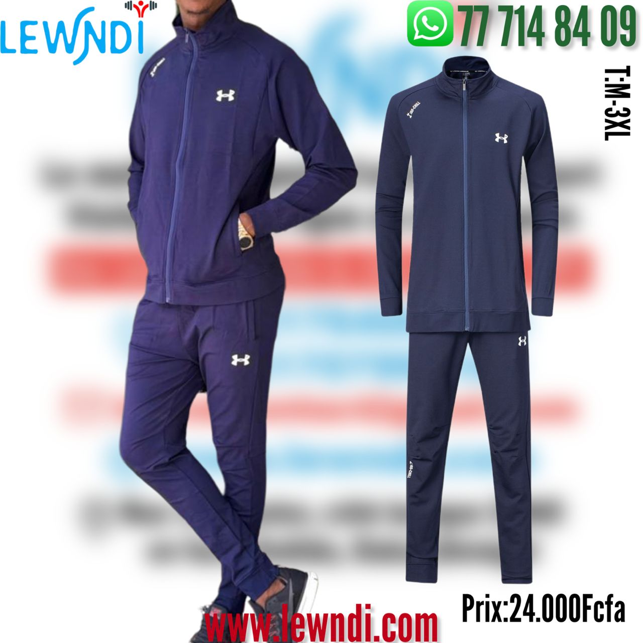 Ensemble Survêtement Classique UA Marine (coton leger) avec fermeture MSESUA03