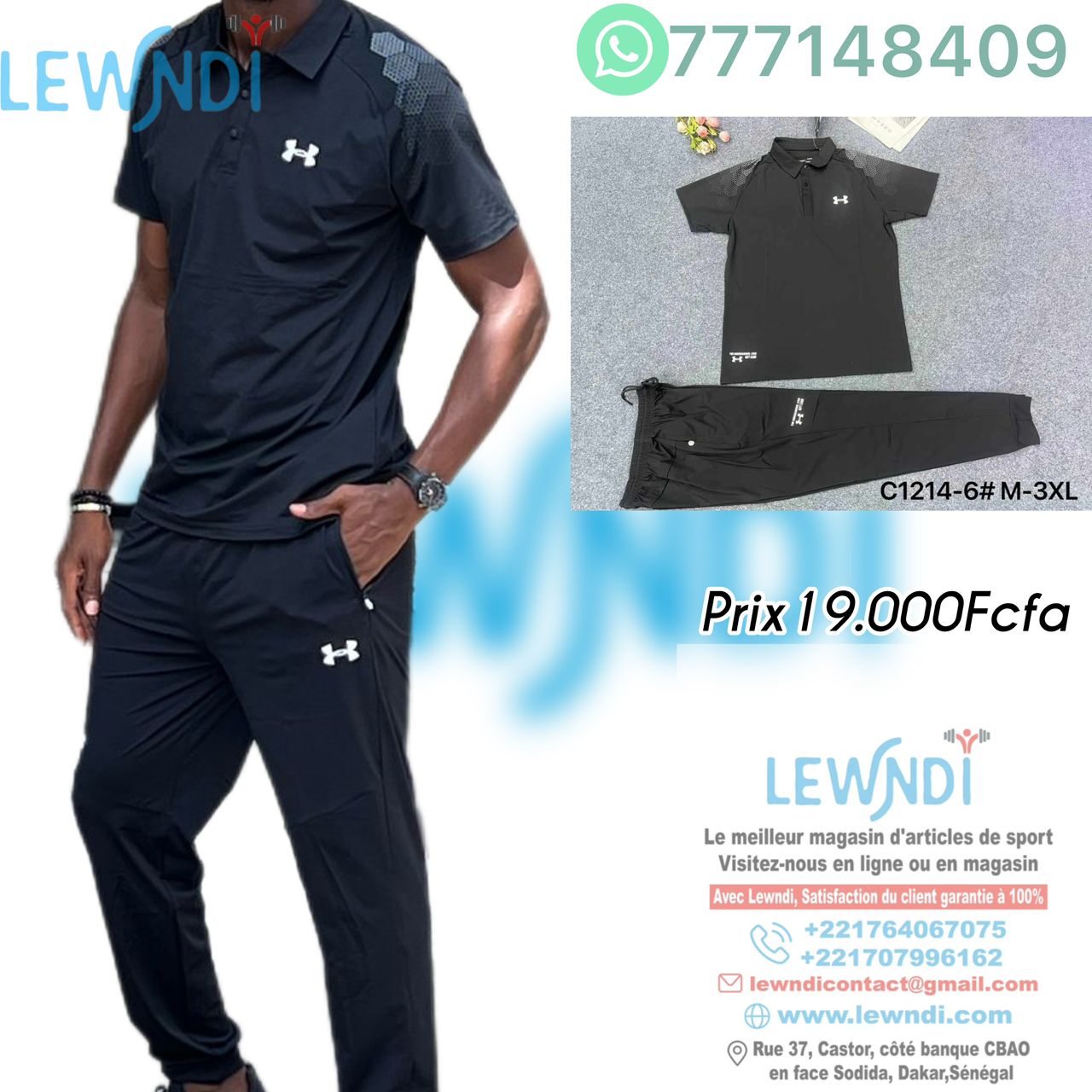 Ensemble T-shirt à col roulé avec pantalon Under Armour (Noir) MSELP07