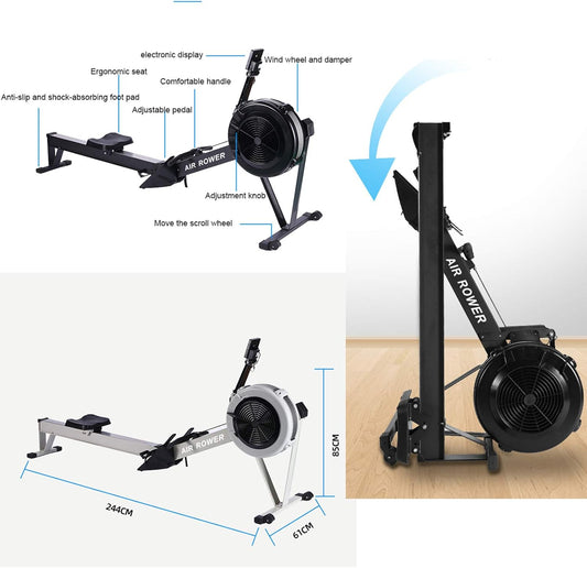 Rameur à air à 10 niveaux de résistance réglables avec écran