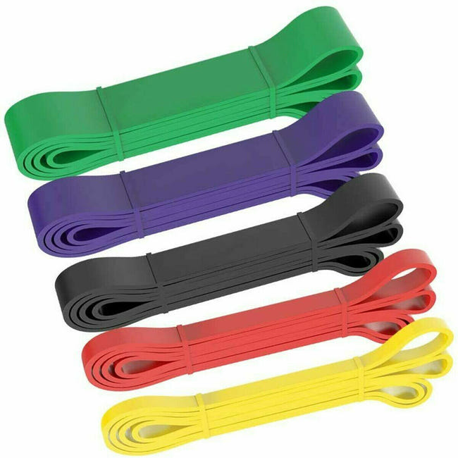 Bande élastique Fitness Avec 12 Poignées - 127x4 Cm, Jaune - Pour étirements, Yoga, Pilates, Aquagym - 1