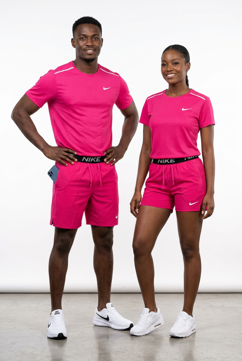 Ensemble T-shirt et Short Sport NI-KE avec fermeture Unisexe Rose