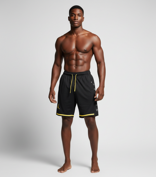 Short loisir Jordan noir (bande jaune) avec fermeture SSMSJ05