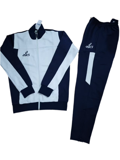 Ensemble Survêtement Loisir Asics (Blanc/Marine) avec fermeture