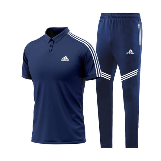 Ensemble Sport T-shirt à col roulé avec pantalon (Adidas) Bleu/Bleu TSTP08