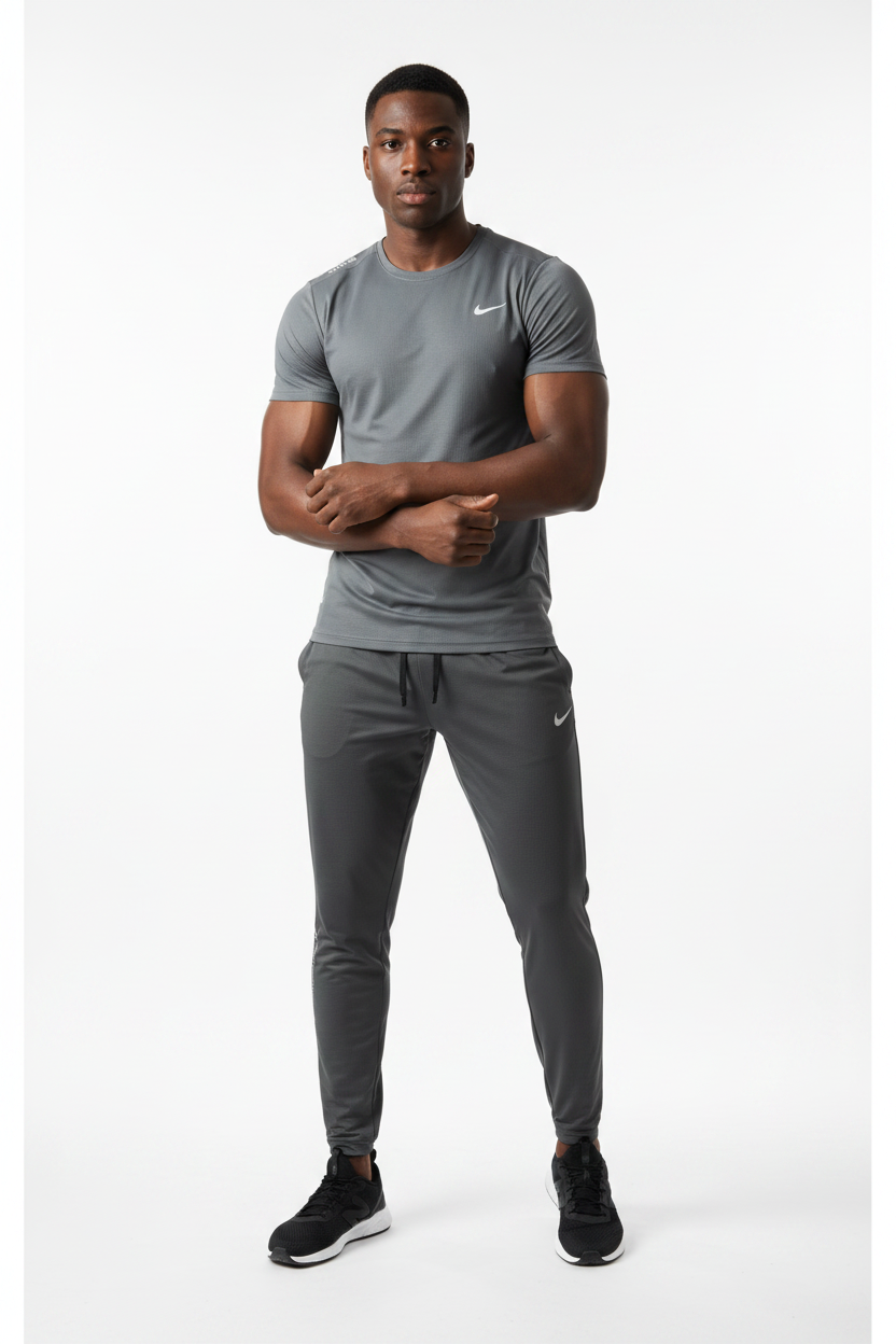 Ensemble Sport (NI-KE) – T-shirt & Pantalon Style Performance Gris TPESMSN09