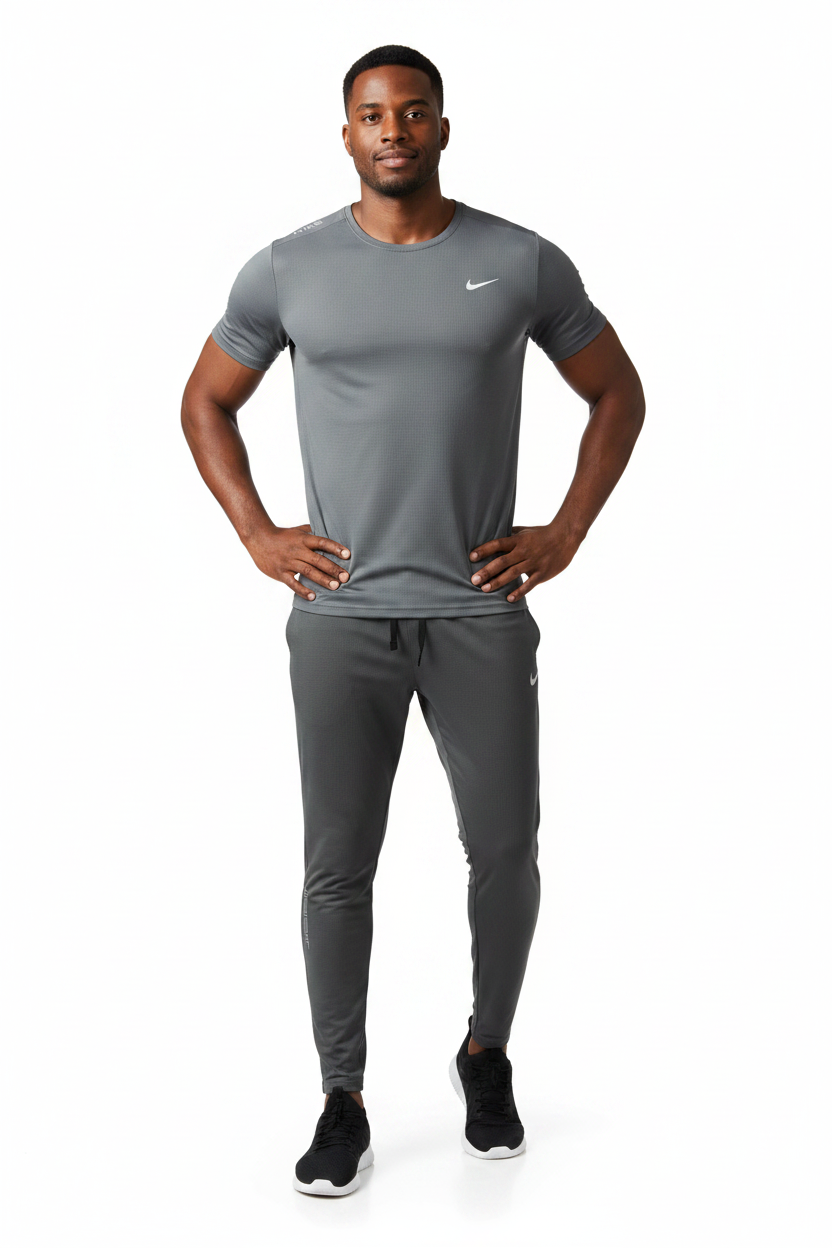 Ensemble Sport (NI-KE) – T-shirt & Pantalon Style Performance Gris TPESMSN09