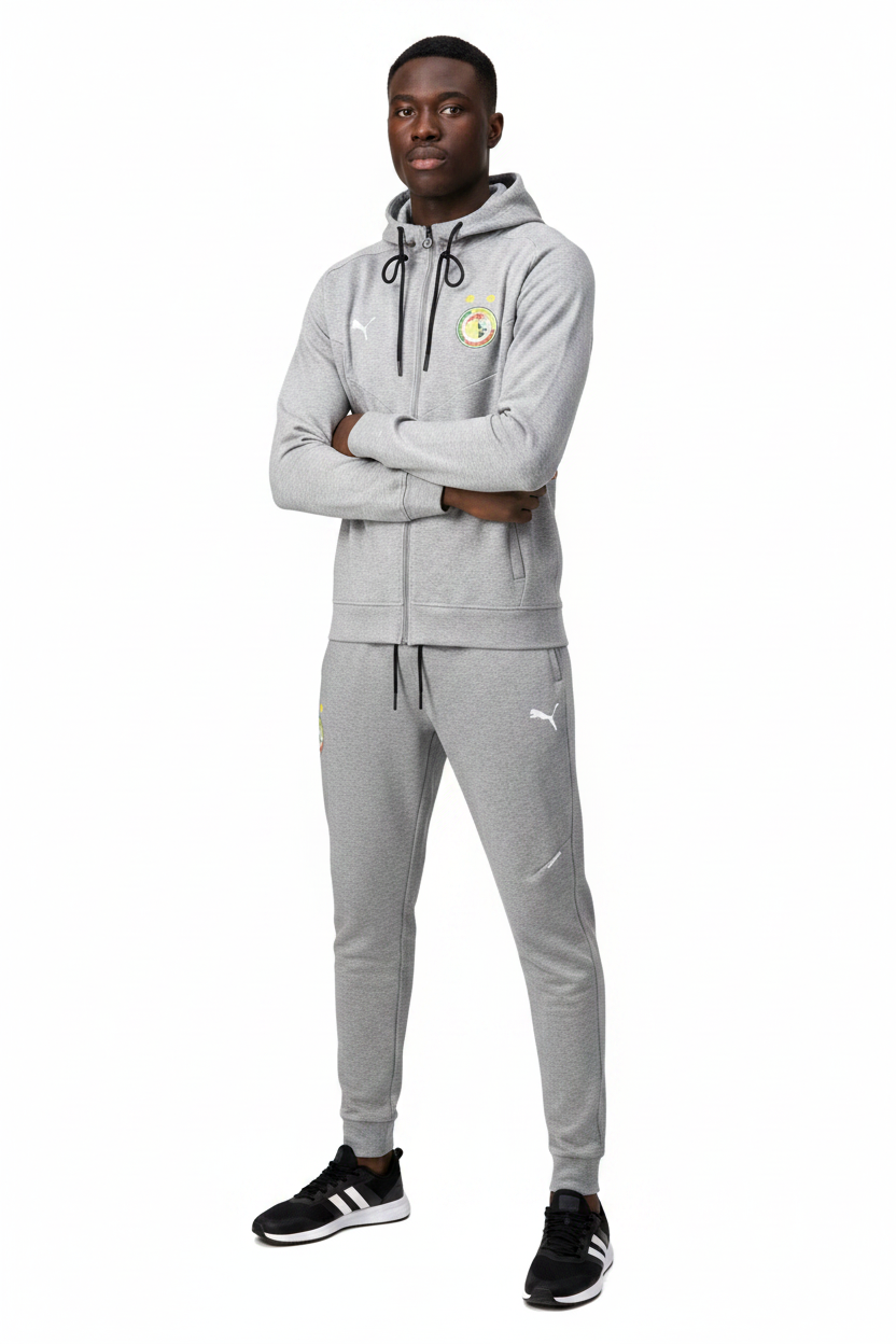 Ensemble Survêtement Senegal avec capuche (coton) (gris/gris) 2026-2027 SMSSC03