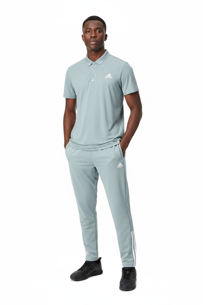 T-shirt col roulé Adi-das et pantalon jogging avec fermeture (Gris) TPJFMAS02