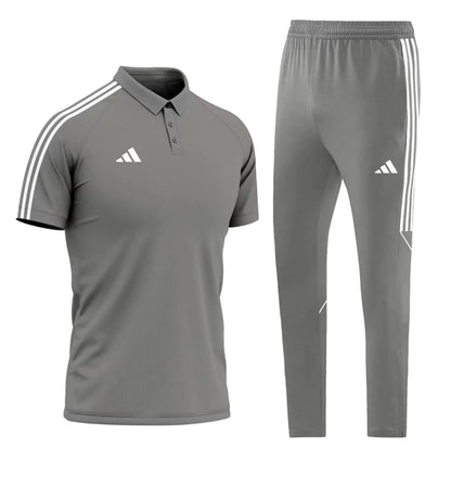 Ensemble T-shirt col roulé & Jogging Adidas (Gris)– Style Sport Premium
