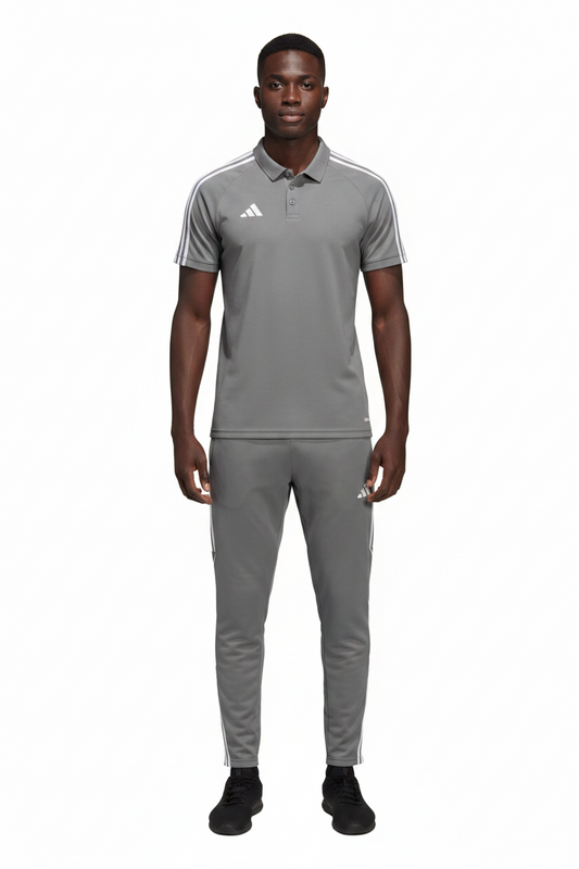 Ensemble T-shirt col roulé & Jogging Adidas (Gris)– Style Sport Premium