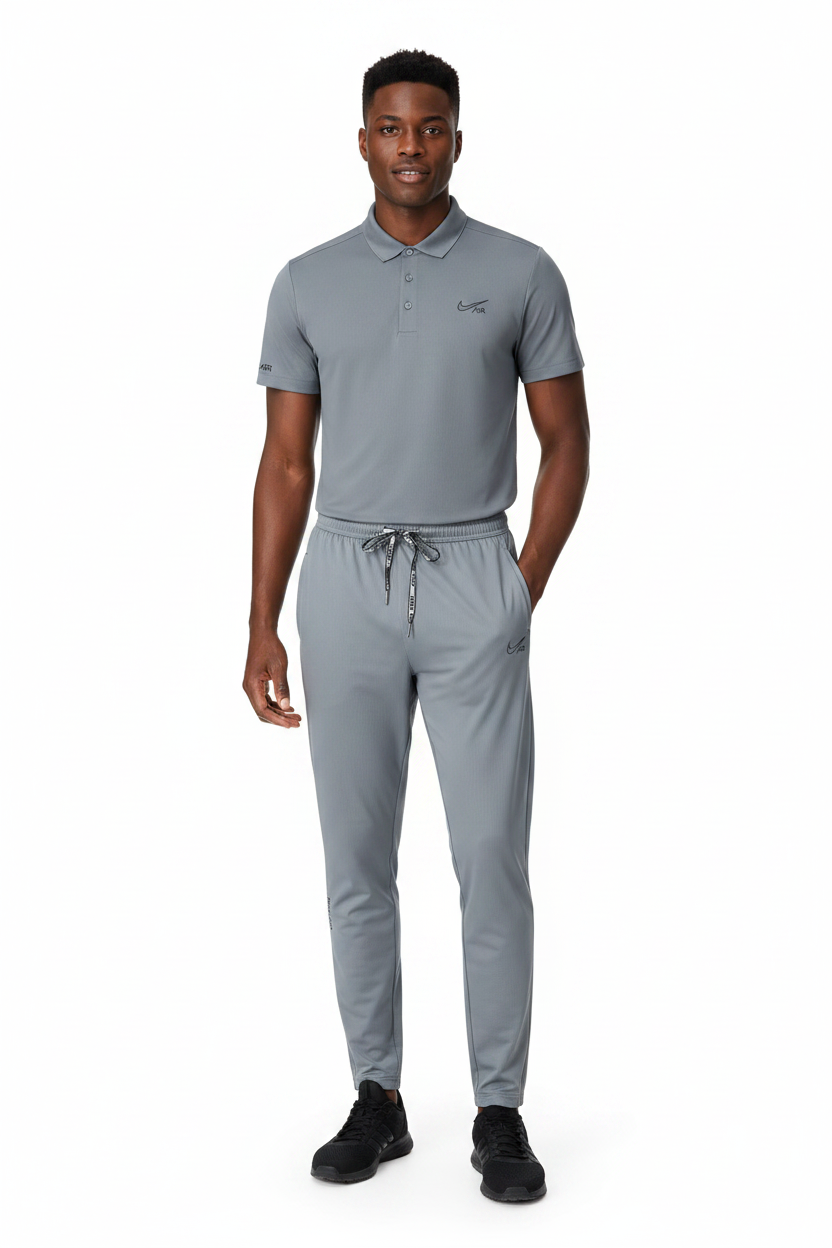 T-shirt col roule Ni-ke Air et pantalon jogging avec fermeture (Gris) TPJFMNS15