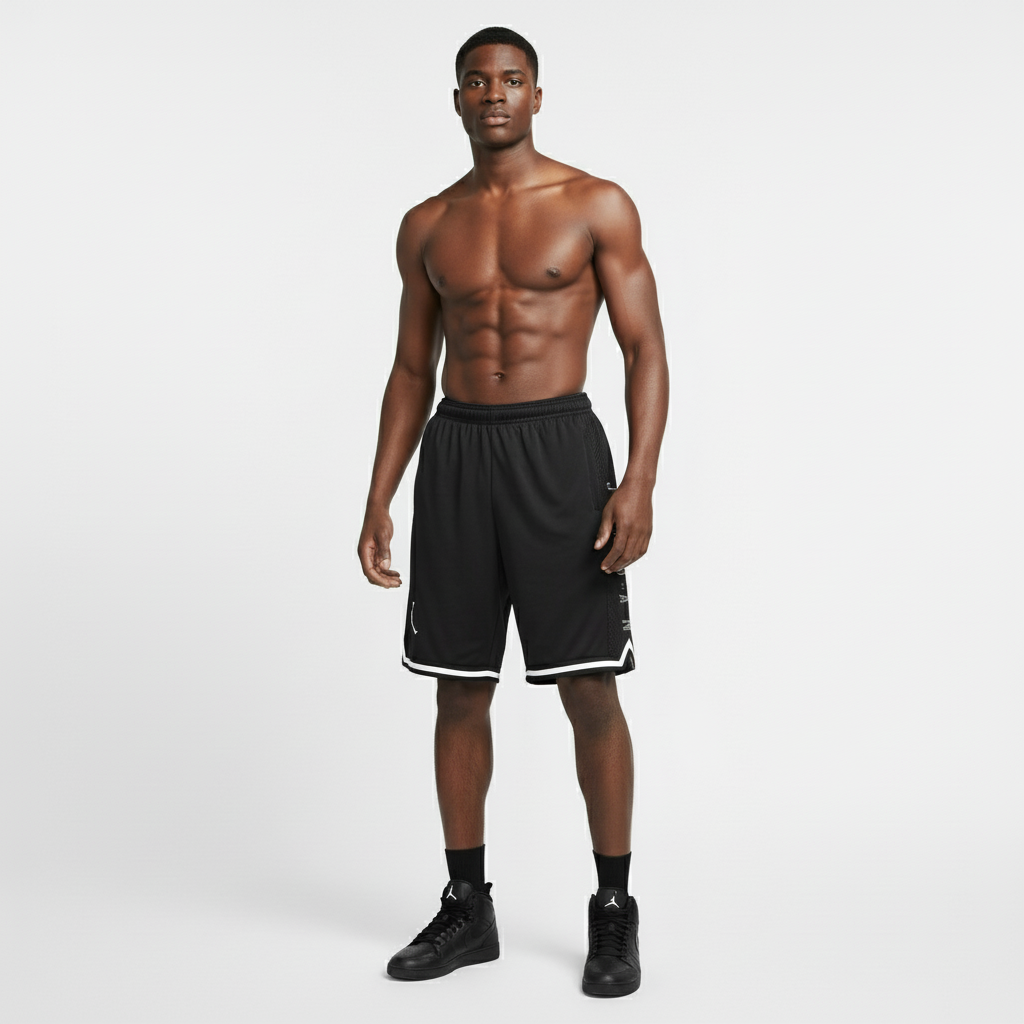 Short loisir Jordan noir (bande blanc) avec fermeture SSMSJ06