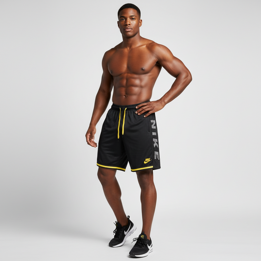Short loisir Nike noir (bande jaune) avec fermeture SSMSN03