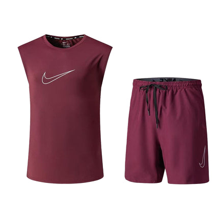 Ensemble de sport Débardeur avec short Nike swoosh (Rouge) MSEDSN11