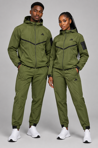 Ensemble Survêtement fitness Adi-das swoosh avec Capuche Vert