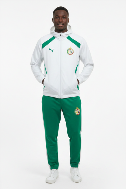 Ensemble Survêtement Senegal avec capuche (blanc/vert) 2026 SMSSC04