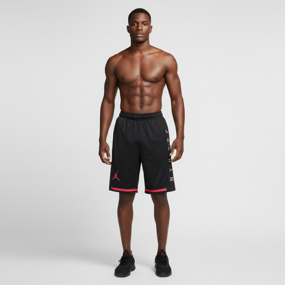 Short loisir Jordan noir (bande rouge) avec fermeture SSMSJ04