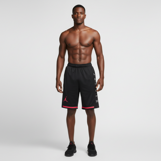 Short loisir Jordan noir (bande rouge) avec fermeture SSMSJ04