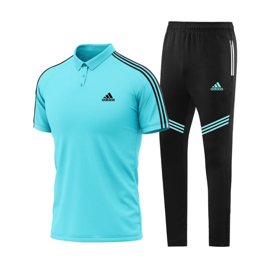 Ensemble Sport T-shirt à col roulé avec pantalon (Adidas) Vert/Noir TSTP07