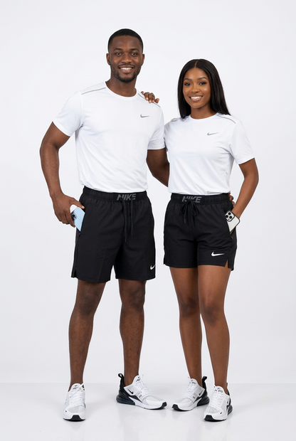 Ensemble T-shirt et Short Sport NI-KE avec fermeture Unisexe Blanc/Noir