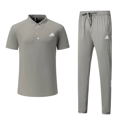 T-shirt col roulé Adi-das et pantalon jogging avec fermeture (Gris) TPJFMAS05