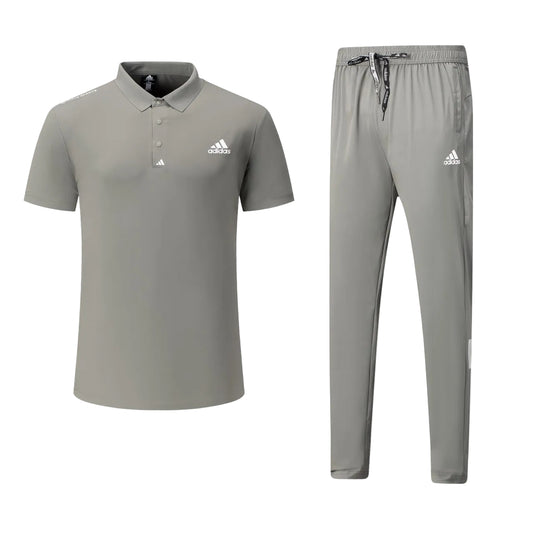 T-shirt col roulé Adi-das et pantalon jogging avec fermeture (Gris) TPJFMAS05