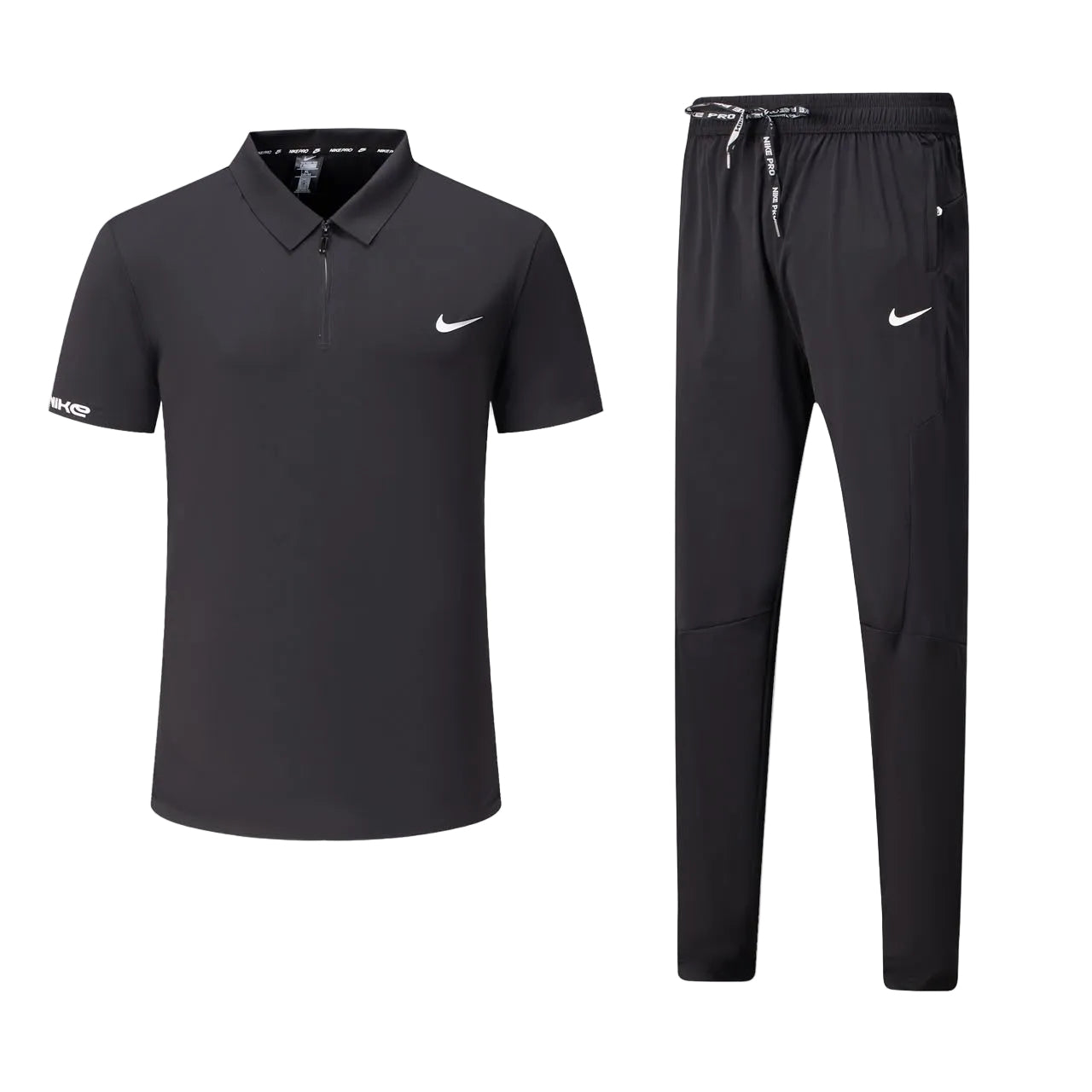 T-shirt col roulé fermeture Ni-ke et pantalon jogging avec (Noir) TPJFMNS14