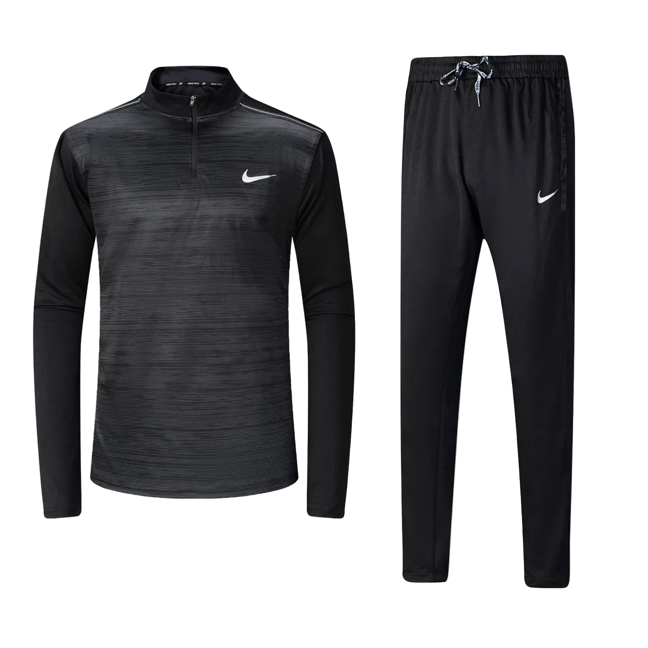 Ensemble Nike sport long manche col zippé avec pantalon jogging (Noir) MSESLMN07