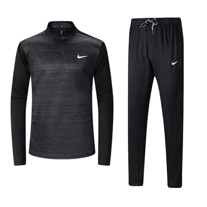 Ensemble Nike sport long manche col zippé avec pantalon jogging (Noir) MSESLMN07