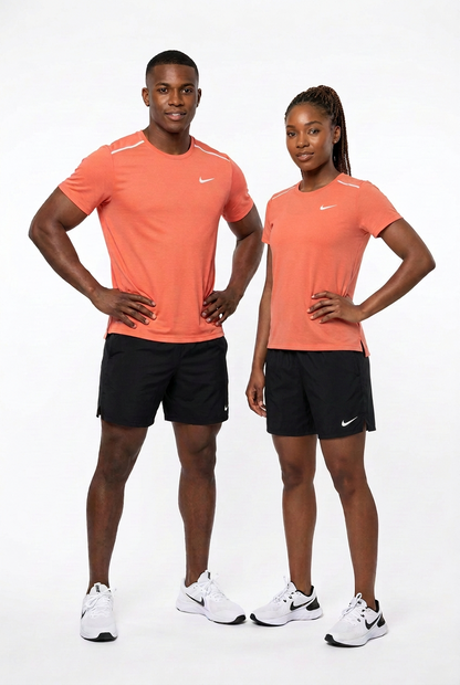 Ensemble T-shirt et Short Sport NI-KE avec fermeture Unisexe Orange/Noir