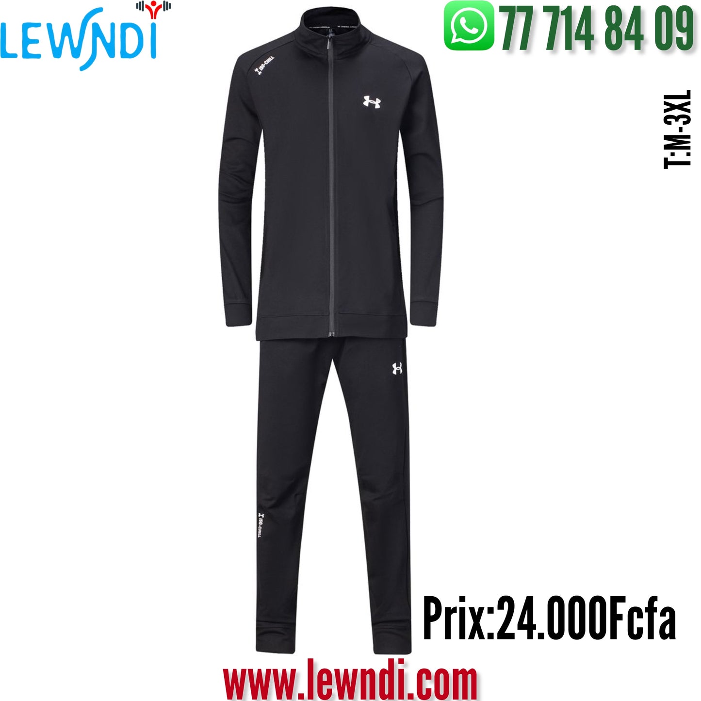 Ensemble Survêtement Classique UA Noir(coton leger) avec fermeture MSESUA01