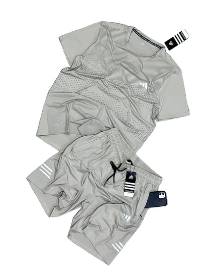 Ensemble de T-shirt et Short Unisexe Adi-das (Climalite) Sport confort Beige