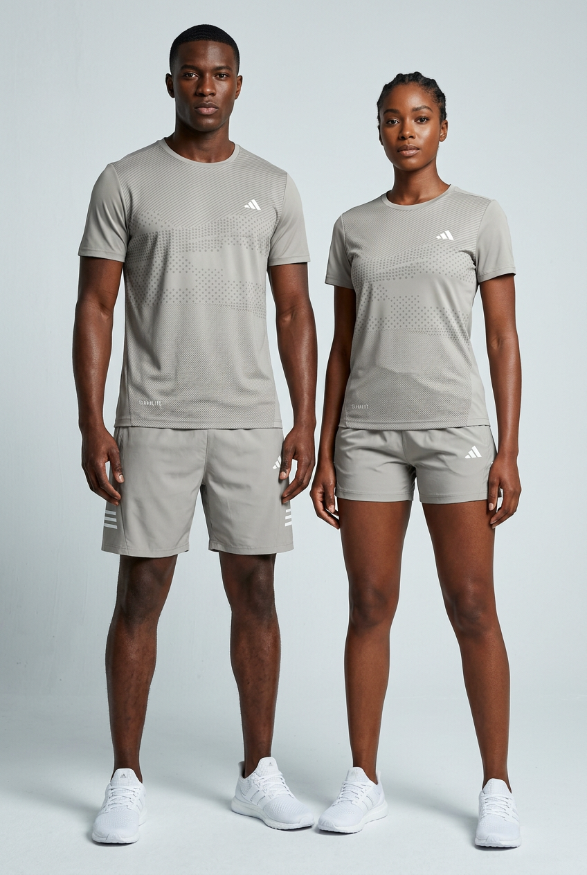 Ensemble de T-shirt et Short Unisexe Adi-das (Climalite) Sport confort Beige
