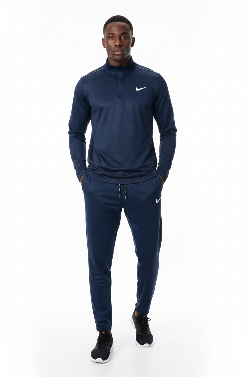 Ensemble Nike sport long manche col zippé avec pantalon jogging (Marine) MSESLMN02