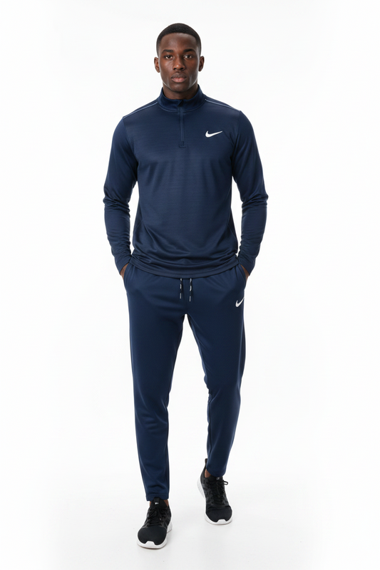Ensemble Nike sport long manche col zippé avec pantalon jogging (Marine) MSESLMN02