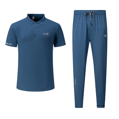 T-shirt col roule Ni-ke Air et pantalon jogging avec fermeture (Bleu) TPJFMNS20