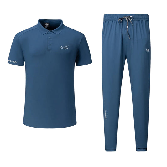 T-shirt col roule Ni-ke Air et pantalon jogging avec fermeture (Bleu) TPJFMNS20