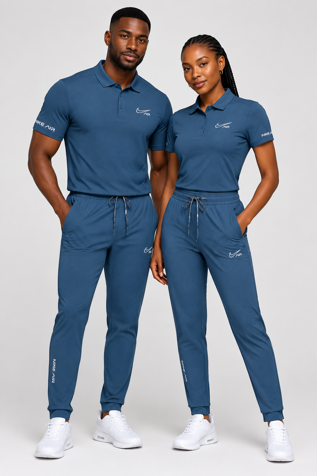 T-shirt col roule Ni-ke Air et pantalon jogging avec fermeture (Bleu) TPJFMNS20