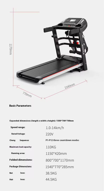 Tapis de course multifonction avec rouleaux de massage & écran digital (BTSS)