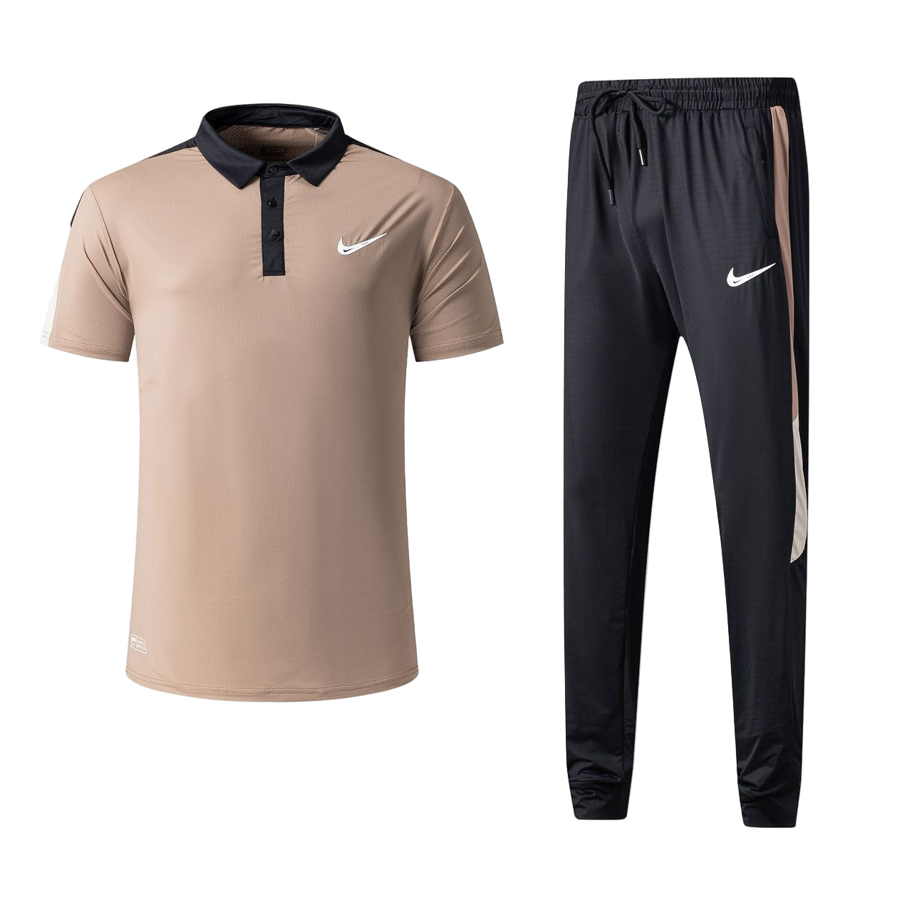 Ensemble t-shirt col roulé Nike avec pantalon jogging qualité dri-fit (Marron) TPMSN06