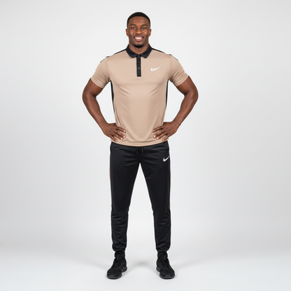 Ensemble t-shirt col roulé Nike avec pantalon jogging qualité dri-fit (Marron) TPMSN06