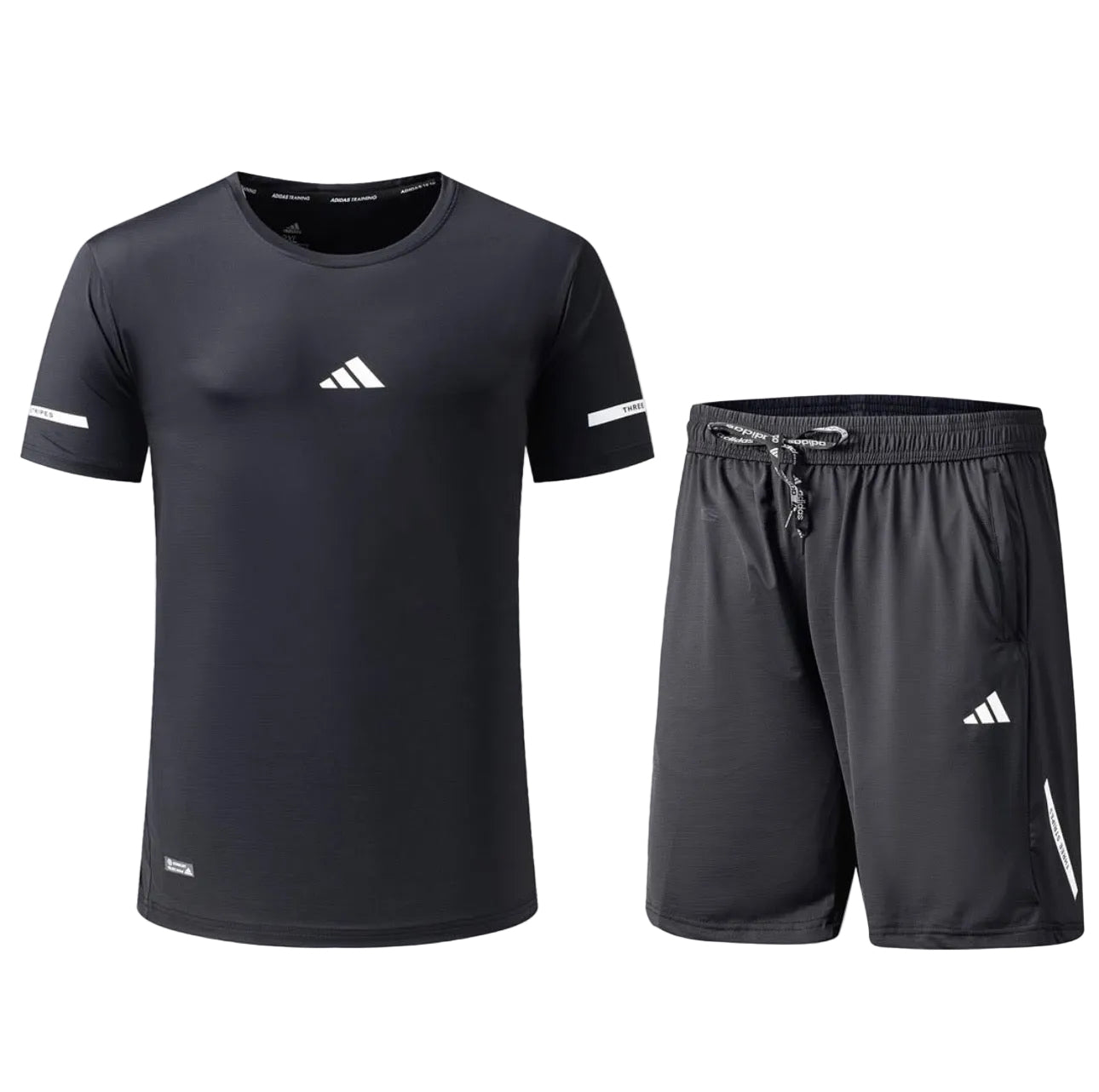 Ensemble Fitness (Adi-das) – T-shirt & Short sport Noir TSMSEF05
